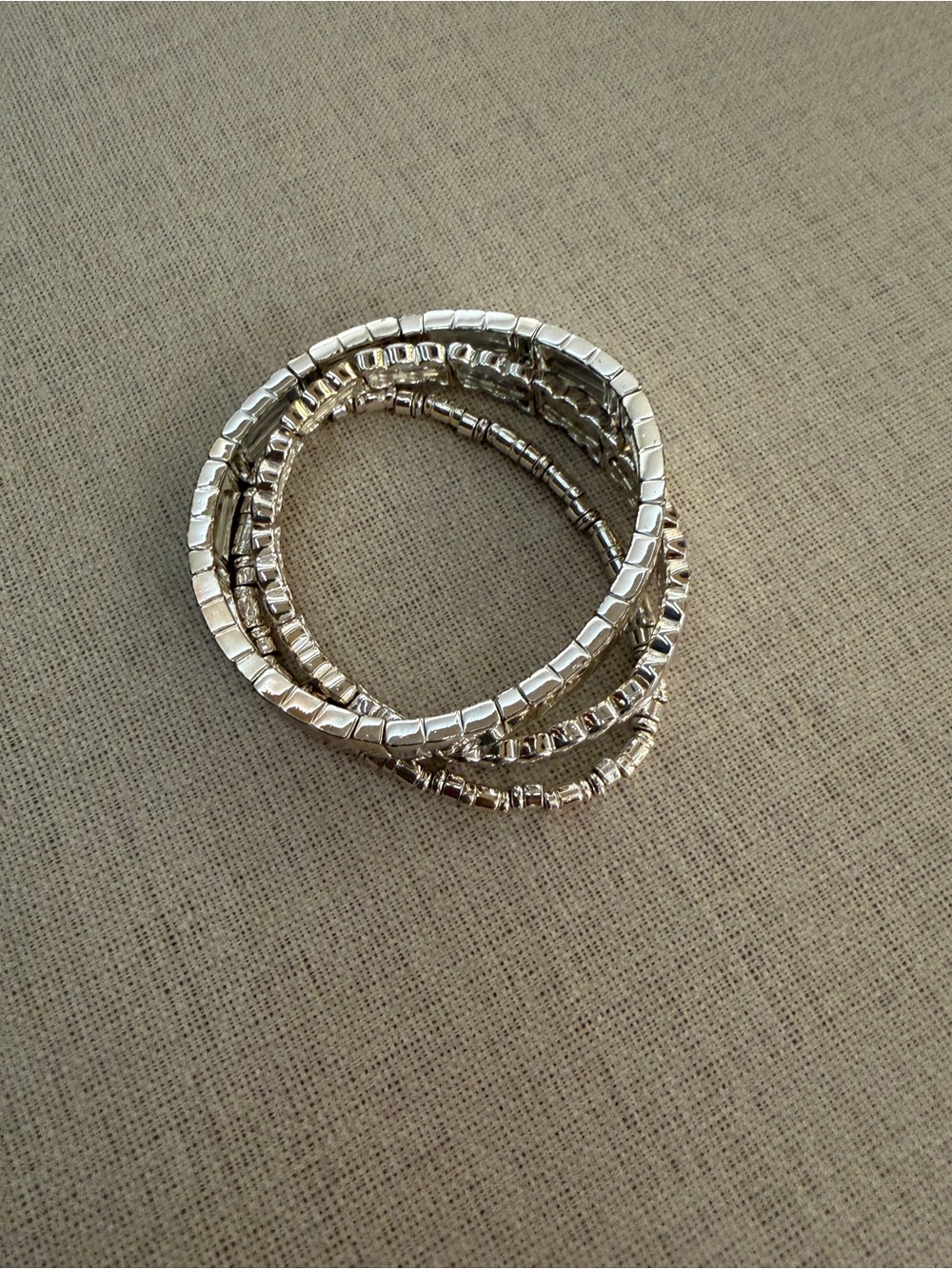 Silver Beaded Multi-Strand Stretch Bracelet